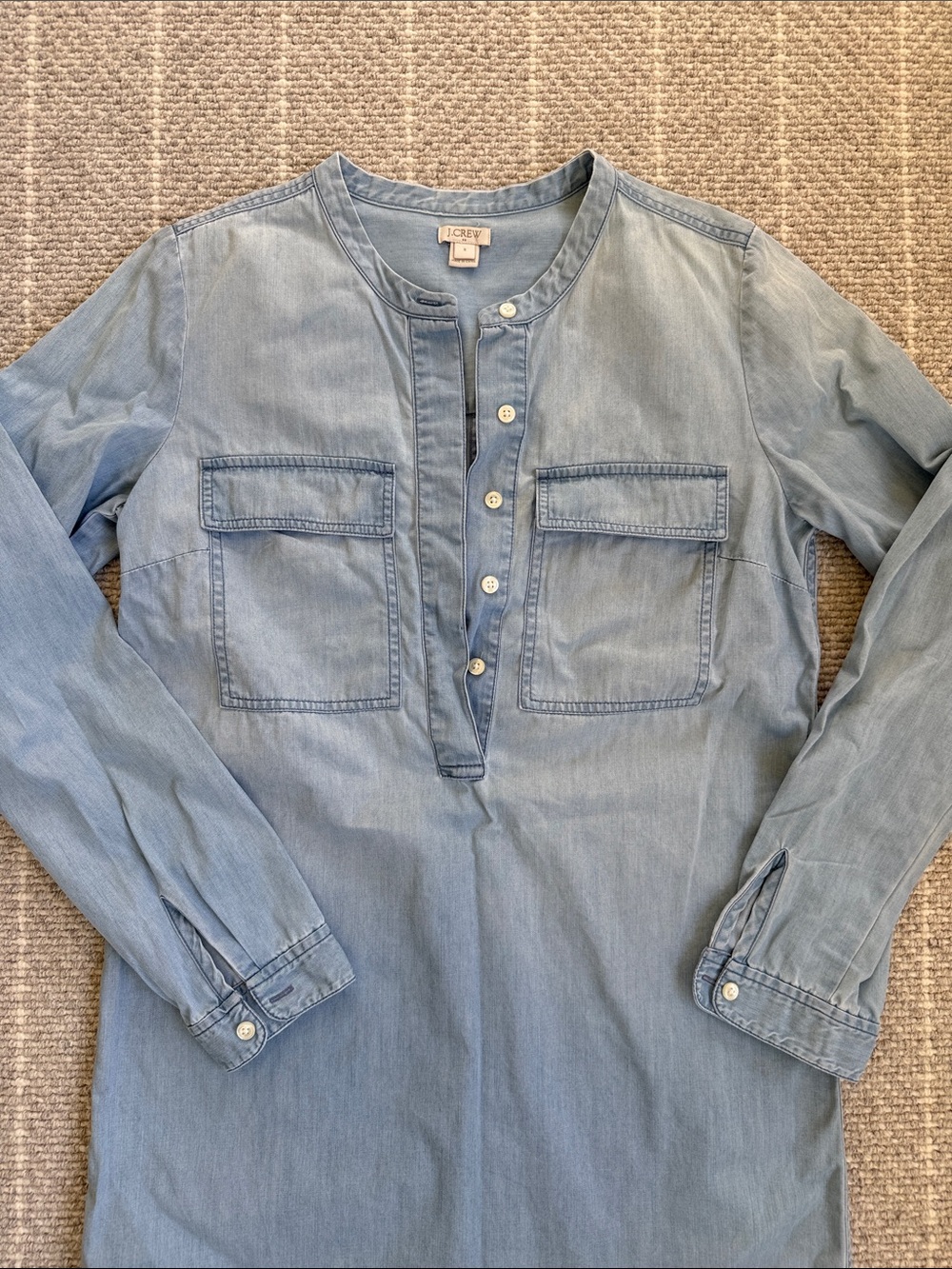 J. Crew Factory Light Blue Denim Button-Front Tunic Women’s Size Small - Picture 2 of 7